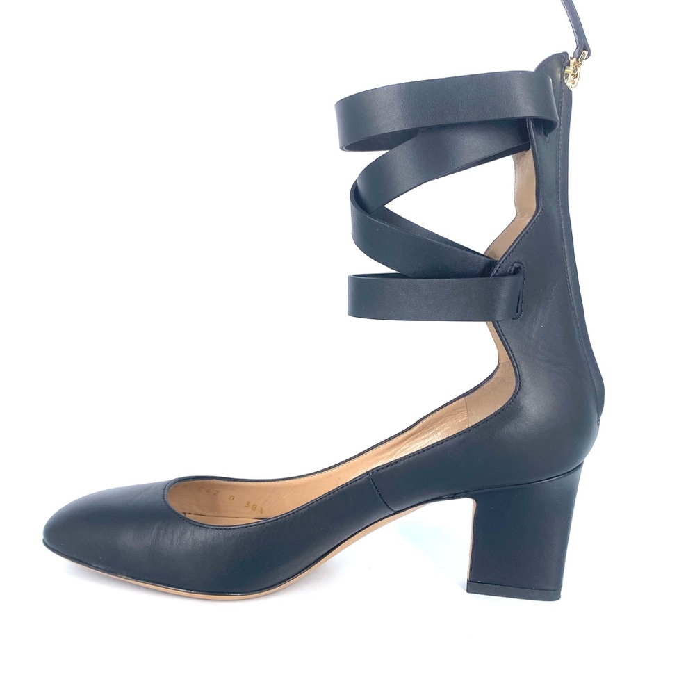 Valentino Black Ankle Strap Leather Pumps Size 38.5 - Picture 2 of 9